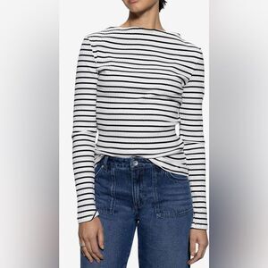 Sanctuary Long Sleeve Boatneck T-shirt Black XS NWT STITCH FIX